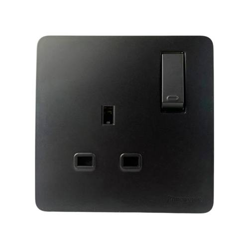  فيش مفرد 13A مع مفتاح بيانو اسود 220V - 1111B