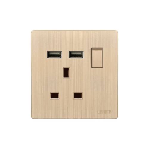 فيش 13 أمبير مع USB LUXIFY ذهبي مطور