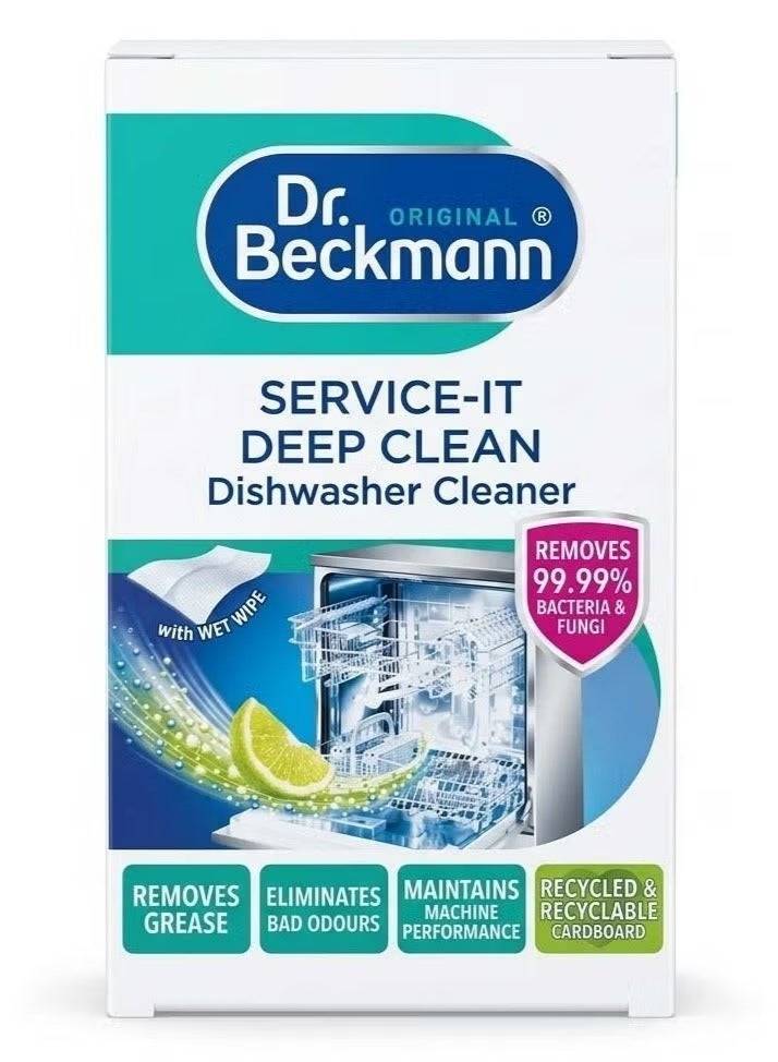 Service-It Deep Clean Dishwasher Cleaner – Removes Grease & Elimintes Bad Odours – Maintains Machine Performance – Effective Formula – With Wet Wipe – Lemon Fresh, 75g (1 Treatment + 1 Wet Wipe)