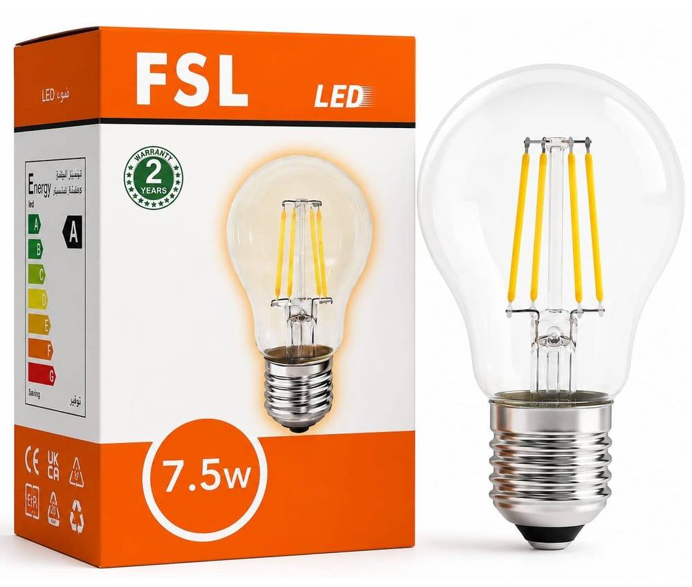 لمبة LED فيلمنت 7.5 واط إضاءة دافئة 2700K موفرة للطاقة