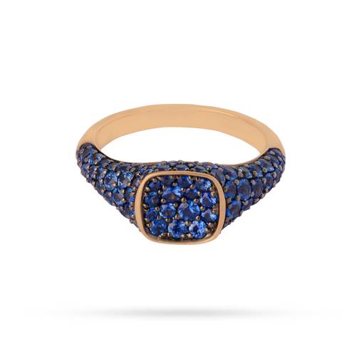 Chevelier ring colored with blue sapphire