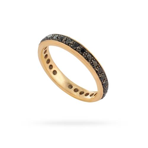 Round black diamond pavé ring