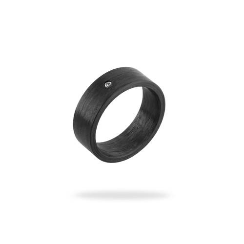Wide German carbon fiber ring with internal diamond