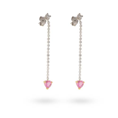 Italian pink sapphire heart-shaped earrings