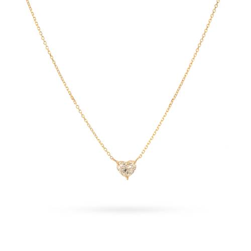 Yellow gold chain with heart diamond