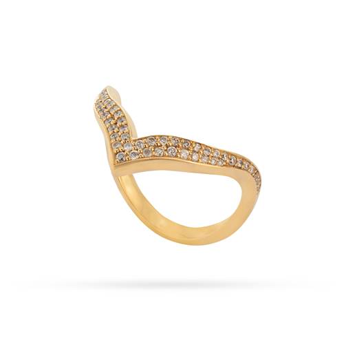 Pavé V-shaped ring in rose gold