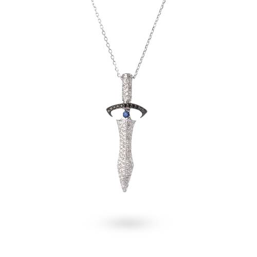 Blue sapphire dagger Army necklace