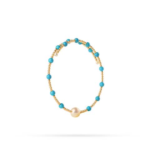 White Lulu flexible bracelet with turquoise stone