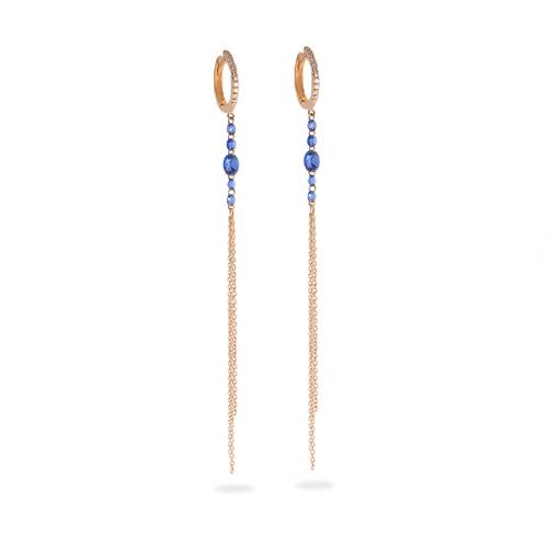 Earrings with gold chains and Stones