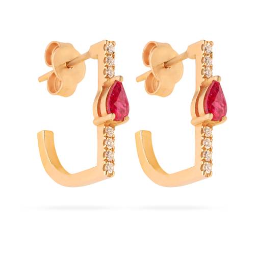 Ruby earrings with round diamonds