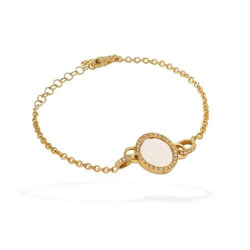 Italian Bavi bracelet, moving ring, full of diamonds