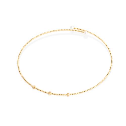تشوكر ذهب مع ثلاث حلقات الماس وذهب واطراف لؤلؤ من كولكشن THE PEARL
