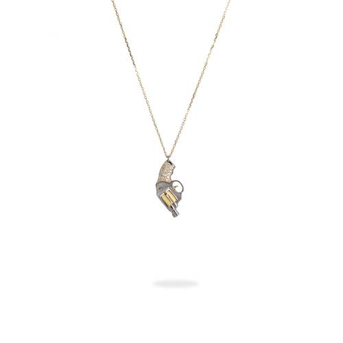 Army small Rhodium gun Necklace
