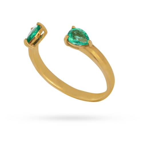 Soft green emerald double sided ring