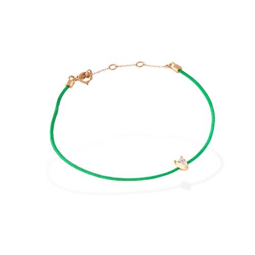 Green string bracelet white pear diamond