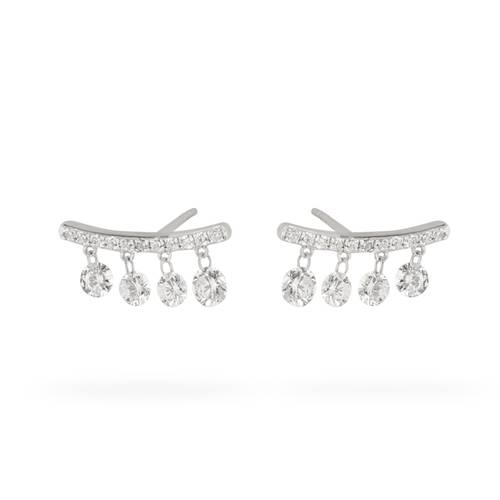 حلق الماس ذهب ابيض ألماسات حرة  من كولكشن DANCING DIAMOND