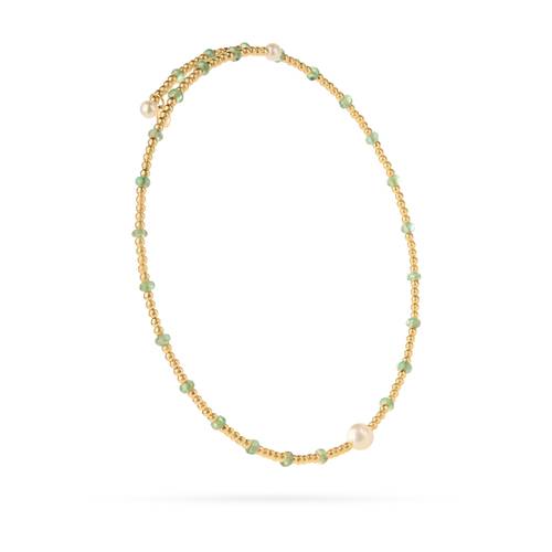 Flexible choker necklace with emerald stone