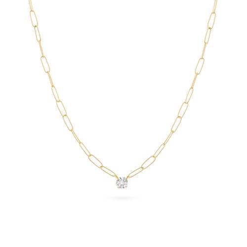 Round solitaire necklace with spaced gold links