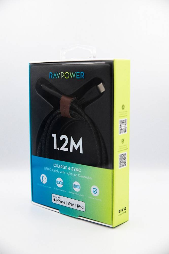 Ravpower type-c iPhone 1.2m قماش 