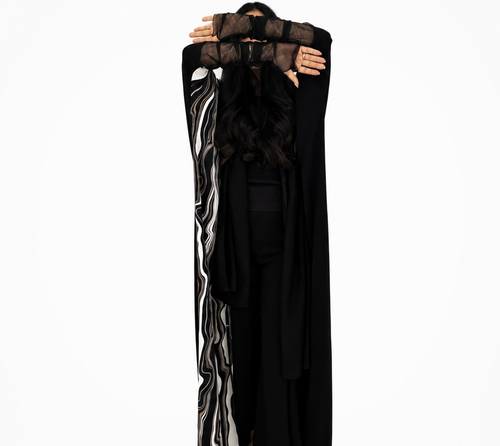 Tulle sleeves abaya 