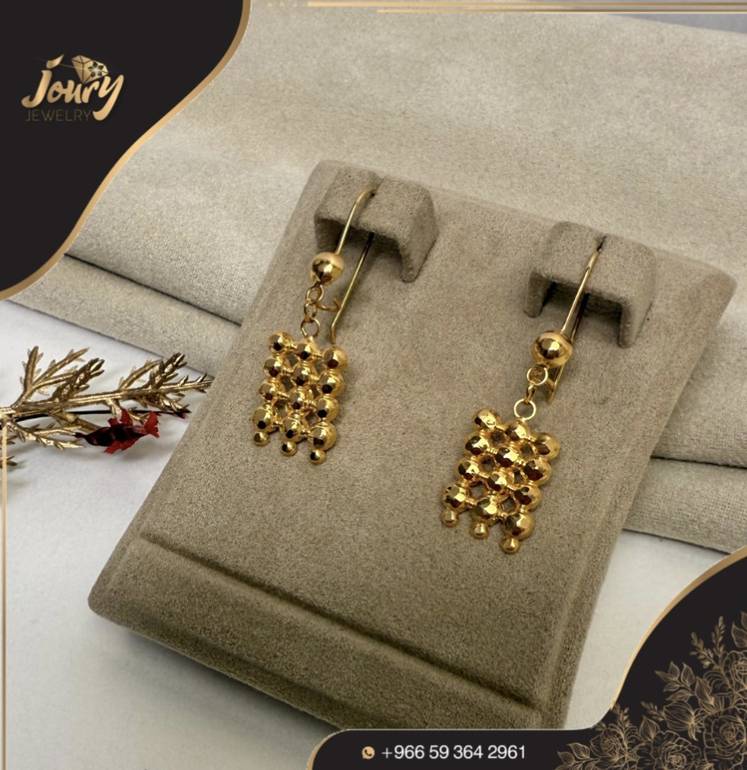 حلق طويل ذهب صافي عيار 21
