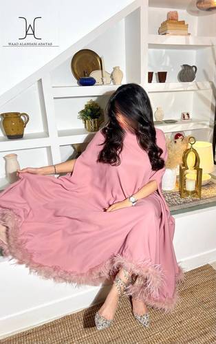 Crepe and Feather Dress | Pink
