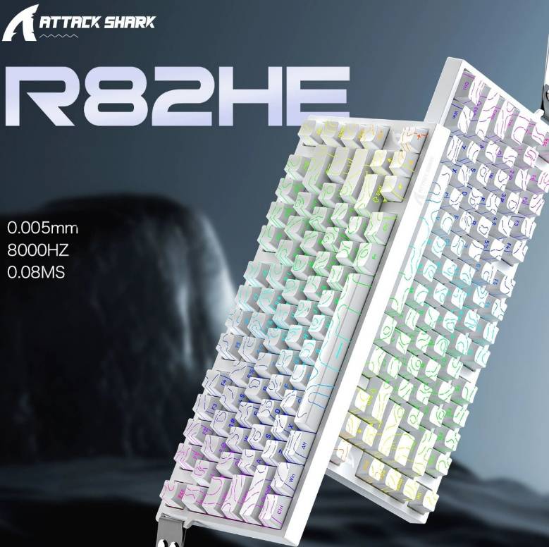 كيبورد Attack shark R82HE المغناطيسي (أبيض)