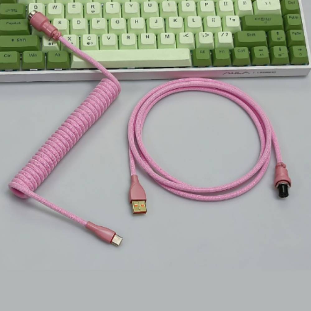 نسخة من كيبل USB-C ملفوف (Coiled Cable) - وردي