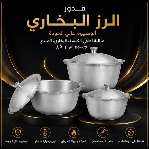 طقم قدور الرز البخاري ٣ احجام