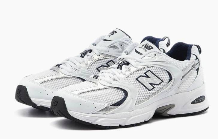 new balance silver white blue