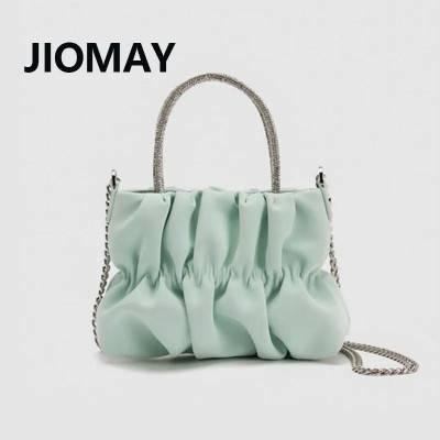 JIOMAY حقيبة يد فاخرة مصممة 2023 المرأة بلينغ حجر الراين مقبض حقيبة الكتف لحفلات الزفاف السيدات مطوي حقيبة مربعة صغيرة