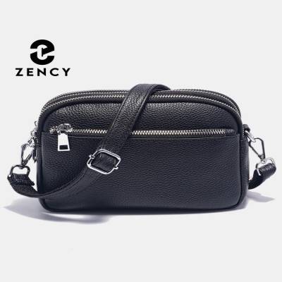 حقيبة كروس بسحاب صغير للنساء Zency ، جلد طبيعي ، حقيبة ساعي البريد ، حقيبة يد ، جيوب كثيرة ، حافظة مفاتيح للهاتف الخلوي ، محافظ قصيرة