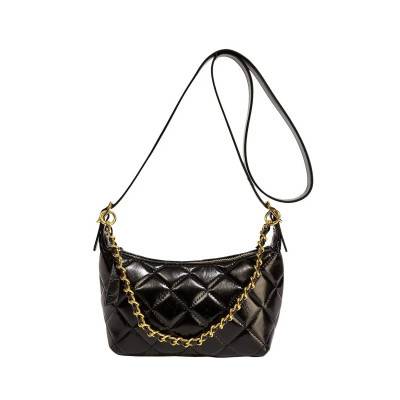 حقيبة تحت الإبط ناعمة للنساء ، حقيبة زلابية بسلسلة المعينية ، حقيبة كروس بكتف واحد ، خيط مُطرز ، لون سادة بسيط ، جديد