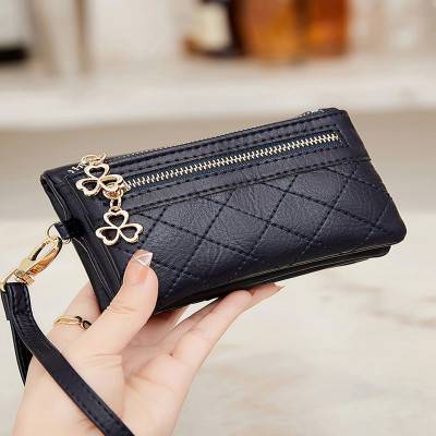 محفظة قصيرة Bifold خمر للنساء ، محفظة عملة مخلب ، محفظة بلون مع معصمه