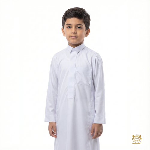 ثوب برستيج قلاب سادة أبيض