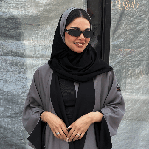 عباية دبل فيس كلوش رمادي وأسود