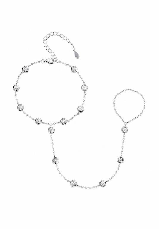 سوار كف مويسانيت Hand Chain | فضة 925 | 1.4 قيراط | ذهب أبيض