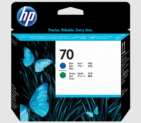 رأس الطباعة HP 70 باللونين الأزرق والأخضر DesignJet