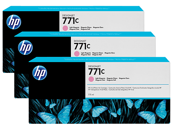 HP 771C 3-pack 775-ml Light Magenta DesignJet Ink Cartridges حمراء خراطيش حبر