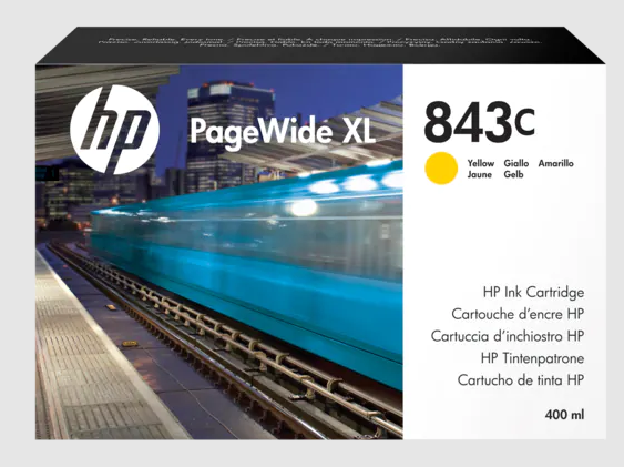 خرطوشة طباعة حبرية HP 843C سعة 400 مل صفراء عريضة بحجم XL