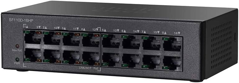 Cisco Desktop Switch SF110D-16HP 16-Port 10-100 PoE-8PoE-64W-SF110D-16HP-UK