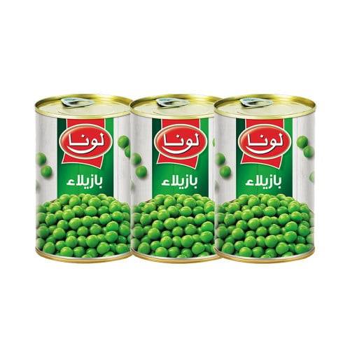 عرض 3 حبات بازيلاء خضراء من لونا 3 * 380 جرام