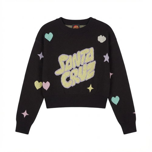 كنزة قصيرة Santa Cruz Bubble Crop Top – أسود