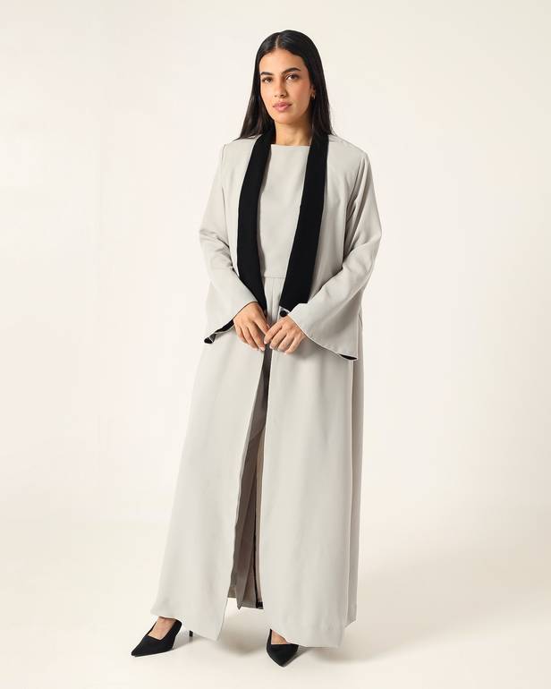 Greige & Black Abaya