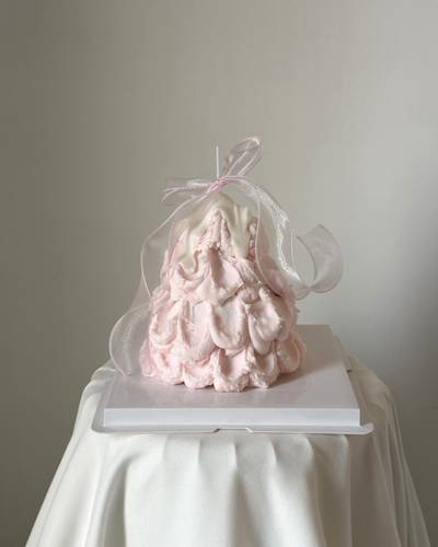 Blush Ribbon Candle Cake