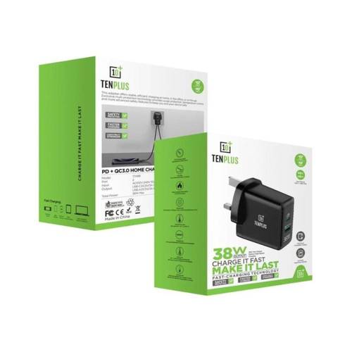 رأس جداري بمنفذ Type C و منفذ USB  بقوة 38W من +10 TENPLUS
