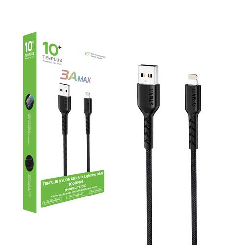كيبل تن بلس ايفون الى USB قماش - اسود