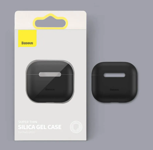 جراب Baseus فائق الرقة من السيليكون لسماعات AirPods 3 (أسود)