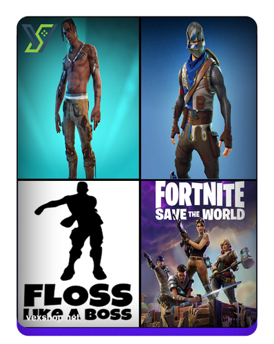 شراء حساب فورت نايت Travis Scott - Floss - Blue Knights - OLD PVE [وصول كامل]