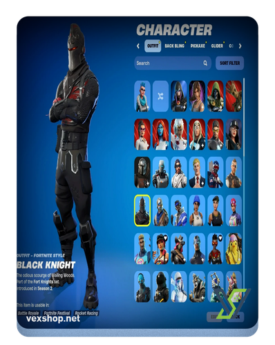 شراء حساب فورت نايت 105 سكن BLACK KNIGHT, Rebirth Raven [وصول كامل] 
